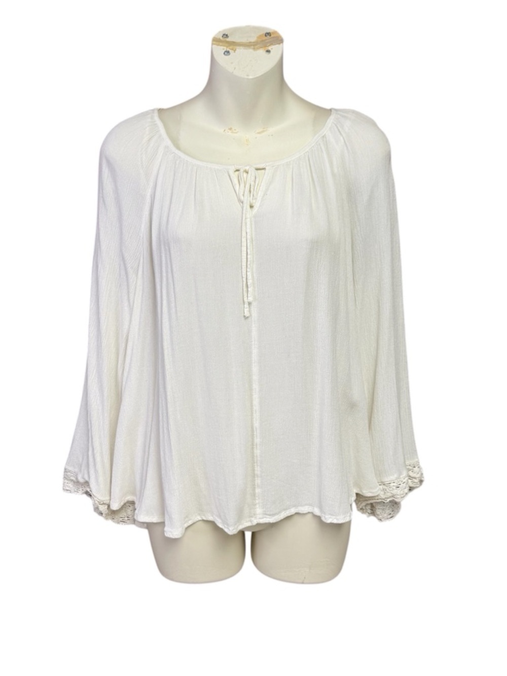 Joe Boxer Cream Boho Peasant Tunic with Crochet Cuffs XS but would fit up